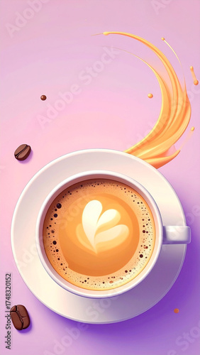 Coffee in a blank background. Coffee wallpaper, illustration