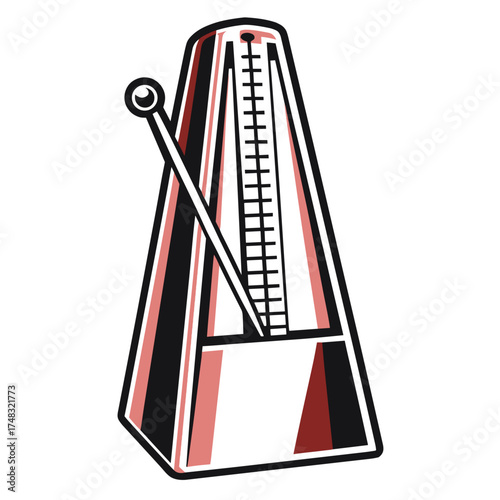 Classic metronome in black and red design for musicians  