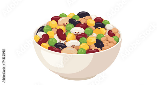 A delicious bowl of mixed beans and corn kernels.