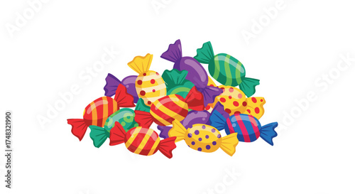 A colorful pile of individually wrapped candies.