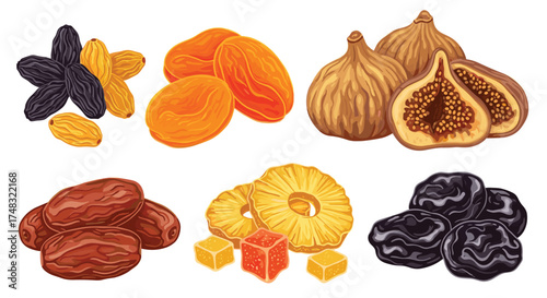 A collection of delicious dried fruits and confections for healthy snacking.