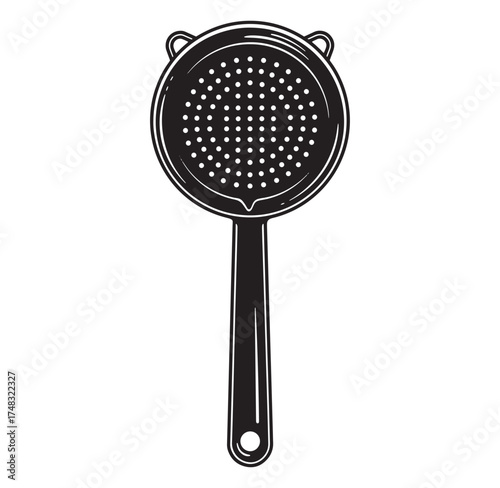 Simple vector illustration of a classic cocktail bar strainer in black and white
