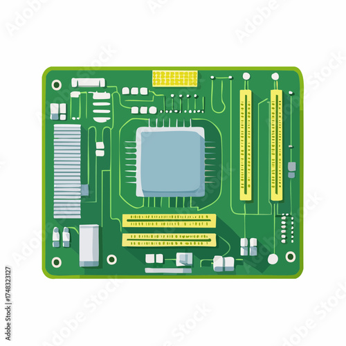 Modern Technology Motherboard Vector Isolated on White