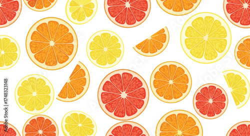 A bright and refreshing assortment of citrus fruit slices on a white background.