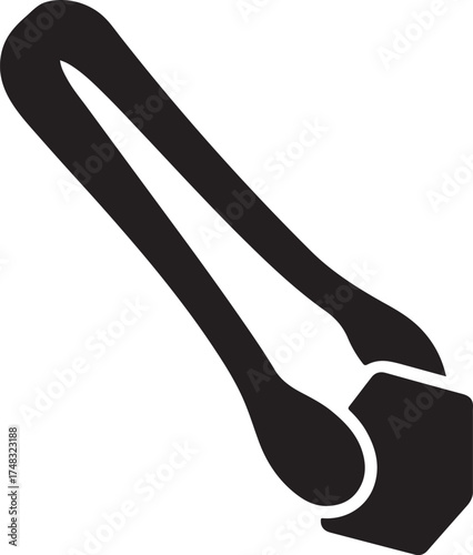 Silhouette of sugar tongs lifting a cube, perfect for sweet, kitchen, and dessert design.