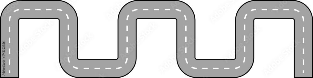 Fototapeta premium Wavy Curved Line Road Route Illustration