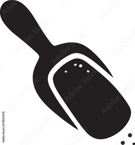 Wooden scoop silhouette filled with sugar, perfect for kitchen, food, and cooking design.