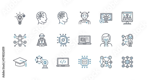 Vector illustration of collection of technology and artificial intelligence icons