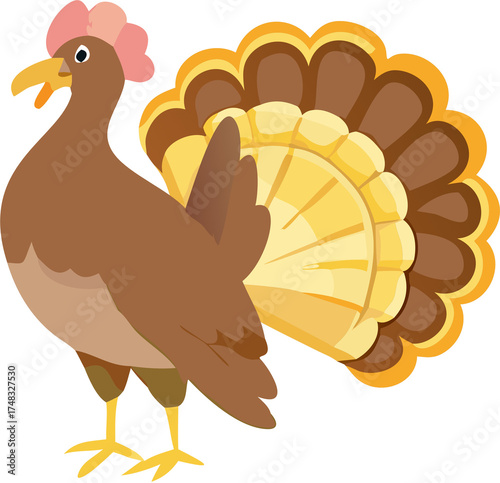 Cute Turkey Mom Cartoon for Thanksgiving Day