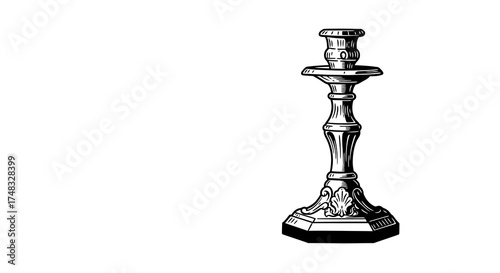 Antique candle holder on white background