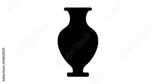 Elegant vase silhouette icon: classic black amphora design on white