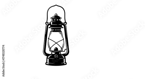 Vintage lantern silhouette design on white background for traditional and ret…