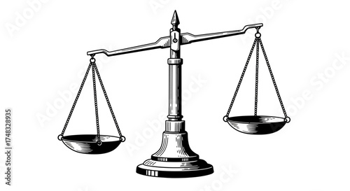 Monochrome balance scale symbolizing justice and fairness