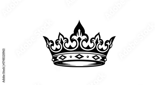 Elegant black crown silhouette with ornate design on white background
