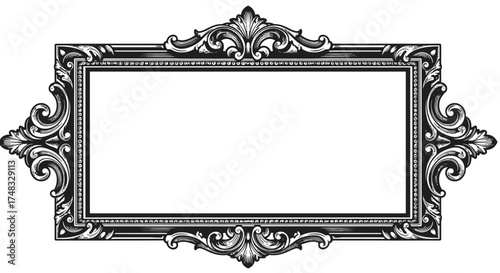 Vintage ornate border with intricate baroque floral frame design