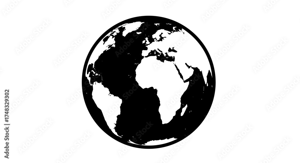 Obraz premium Monochrome globe silhouette showcasing africa and europe