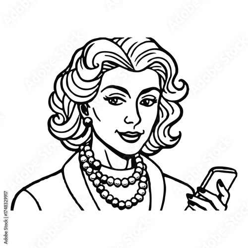 Elegant woman holding mobile device