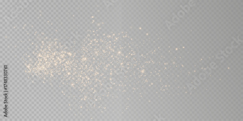 Luminous dust and glowing sparkles with light burst. Magical PNG background	
