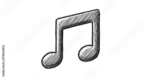 Hand-drawn sketch of musical note symbol on white background