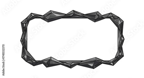 Geometric low poly black frame with abstract polygonal design