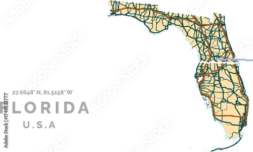 Artistic Colorful Map of Florida – Vibrant Wall Art for Home & Office