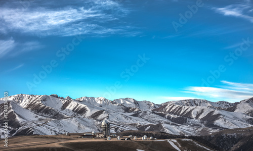 mountain landscape with blue sky and clouds