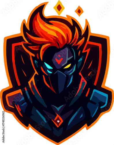 Cyber Assassin Mascot Emblem – Orange Inferno Esports Logo