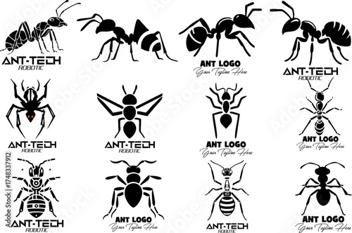 Robotic ant, Metallic insect Robotic, futuristic design, isolated cybernetic ant with glowing accents, robotic insect concept for futuristic