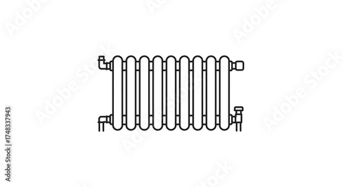 Minimalist linear radiator design on white background