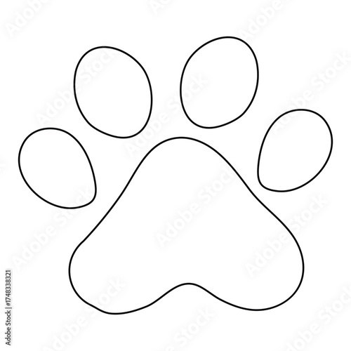 Paw Print Outline – Minimal Animal Footprint Line Art Vector Illustration