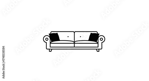 Minimalist black and white sofa design with cushions