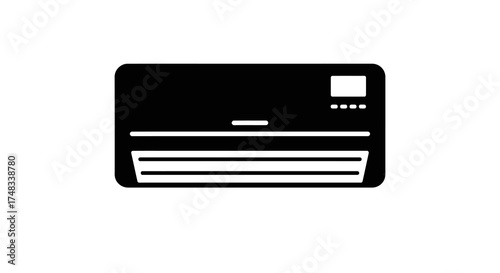 Modern air conditioner icon: simple black silhouette on white background