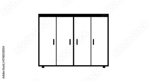 Minimalist black and white wardrobe design in silhouette style