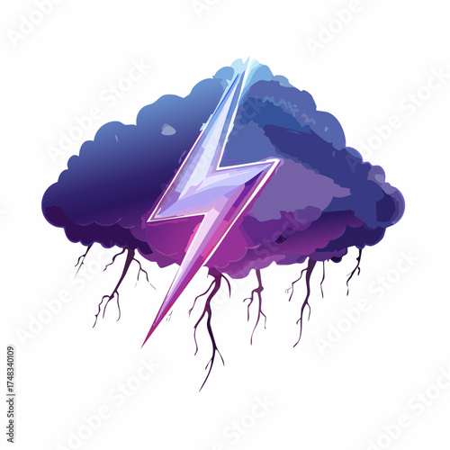 Electric Bolt and Storm Cloud Illustration.