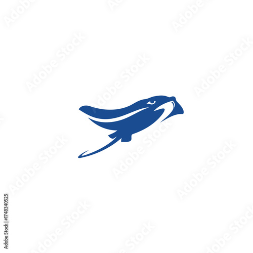 Dynamic Blue Stingray Vector Illustration with Aggressive Expression