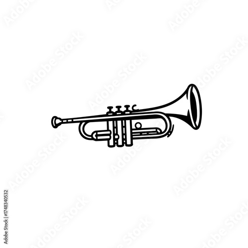 Minimalist Black Outline Trumpet Vector Illustration