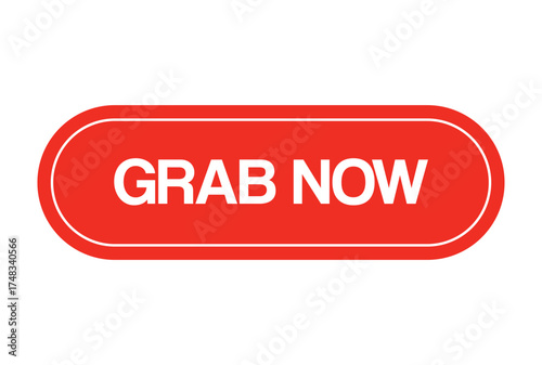 Grab Now Red Button Isolated on White Background – Urgent Call to Action Web UI Vector Design