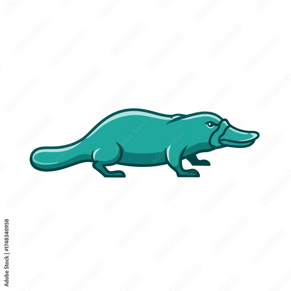 Fototapeta premium Fierce Teal Platypus Vector Mascot Illustration
