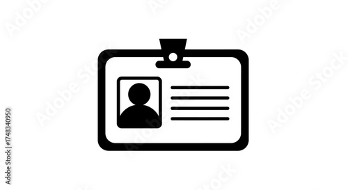 Minimalist id badge with photo and details icon