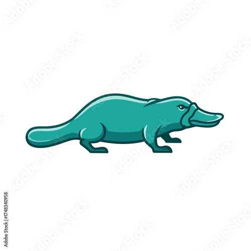 Fierce Teal Platypus Vector Mascot Illustration
