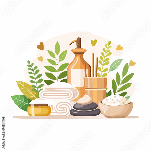 Natural Spa Wellness Treatment Elements.