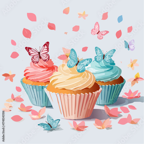 Frühlings-Cupcakes mit Schmetterlingen