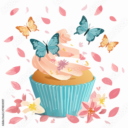 Frühlings-Cupcakes mit Schmetterlingen