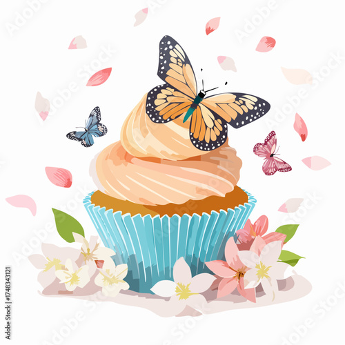 Frühlings-Cupcakes mit Schmetterlingen