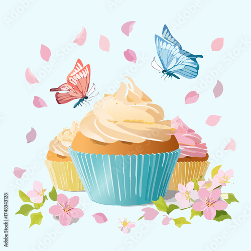 Frühlings-Cupcakes mit Schmetterlingen
