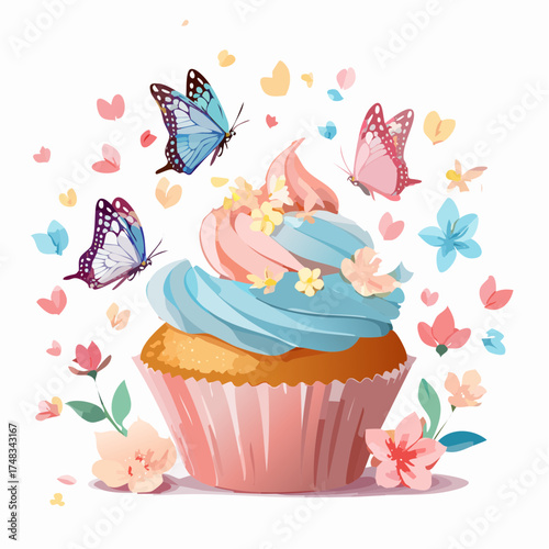 Frühlings-Cupcakes mit Schmetterlingen