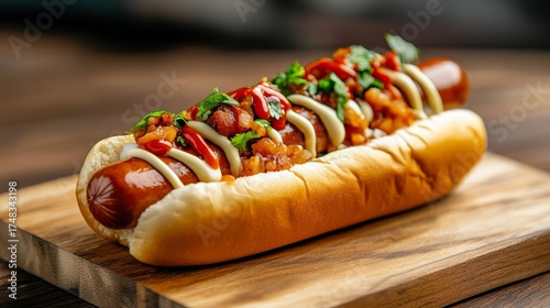 Delicious hot dog topping ideas street food festival food photography casual dining close-up culinary creativity