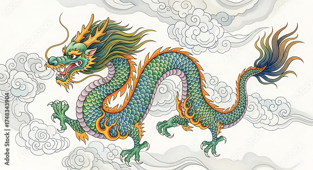 Obraz premium Dragon in the clouds