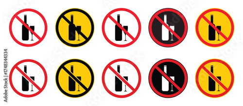 Alcohol Prohibition symbol. don't drink signboard. vector design