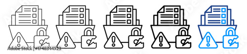 Data Breach Icon Different Style Outline Collection Set